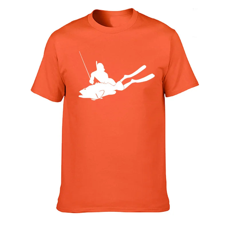 JUNSENMAOYI Spear Fishing Men’s Premium Cotton Casual T-Shirt