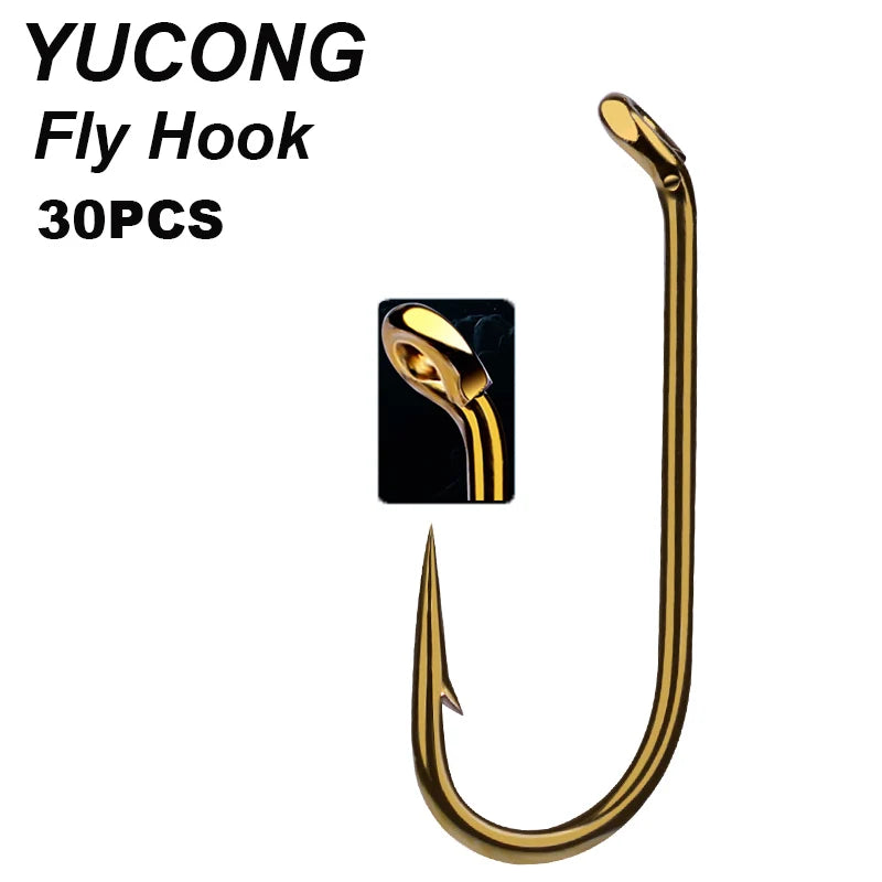 West Bass Fly Tying Barbed Single Hooks – 30PCS Set