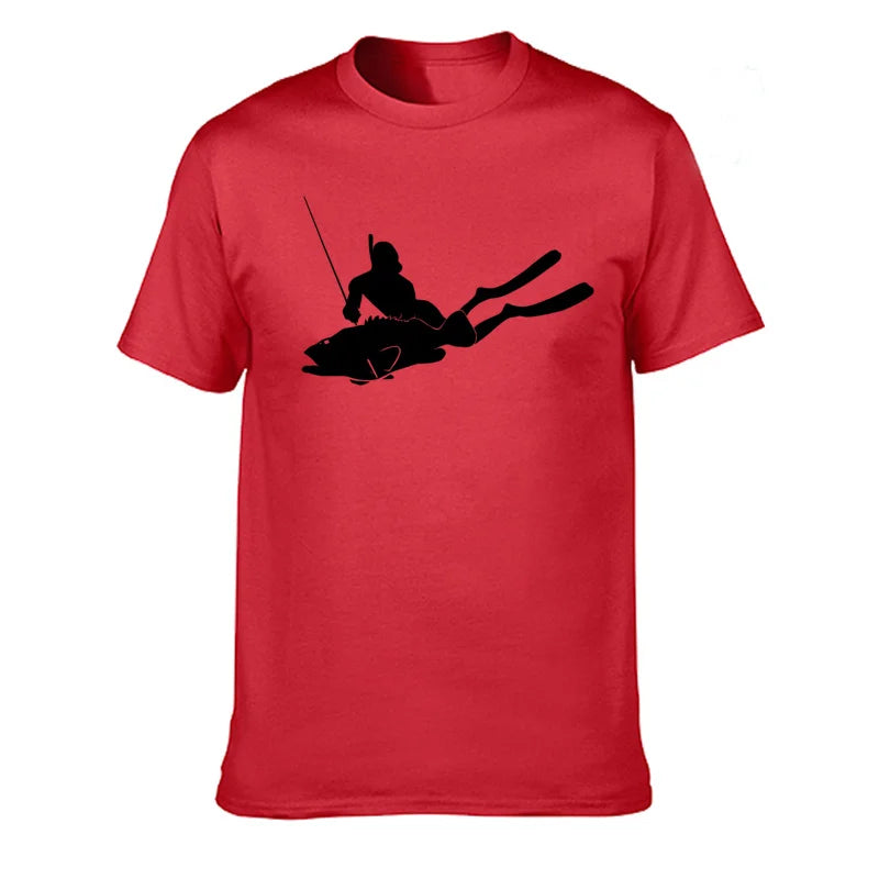 JUNSENMAOYI Spear Fishing Men’s Premium Cotton Casual T-Shirt