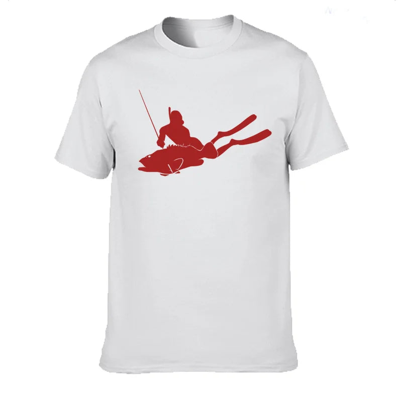 JUNSENMAOYI Spear Fishing Men’s Premium Cotton Casual T-Shirt