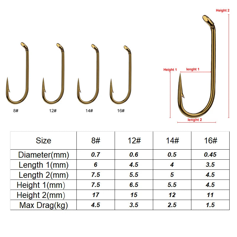 West Bass Aberdeen Fly Tying Hooks – Barbed Single Hooks (50PCS)