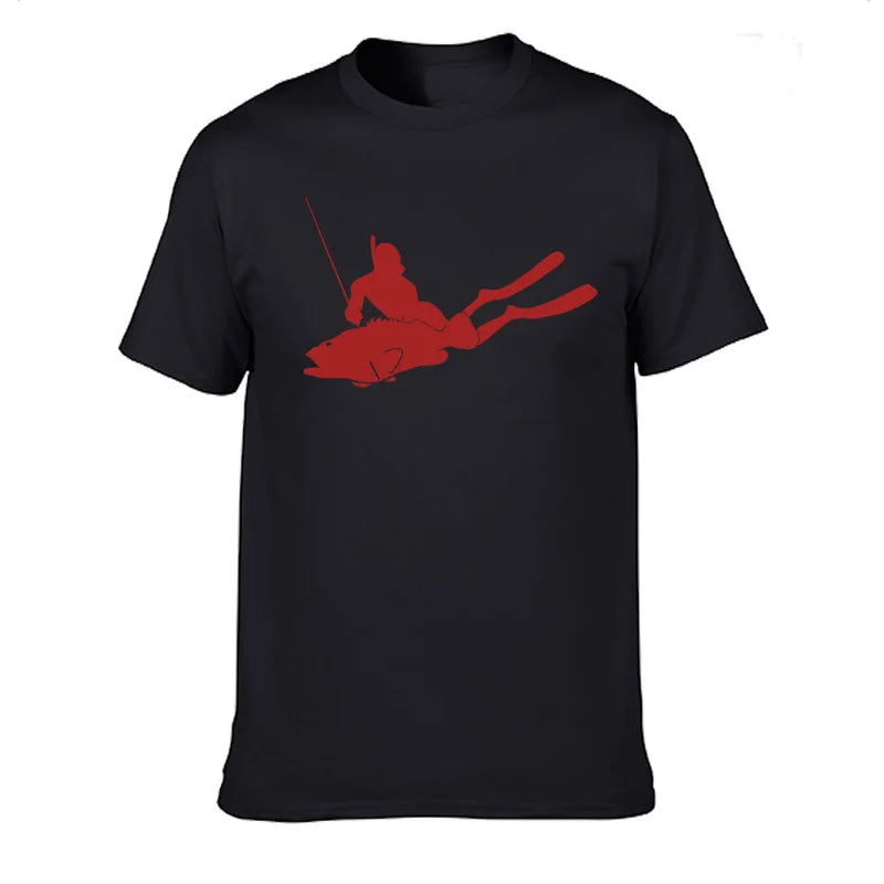 JUNSENMAOYI Spear Fishing Men’s Premium Cotton Casual T-Shirt