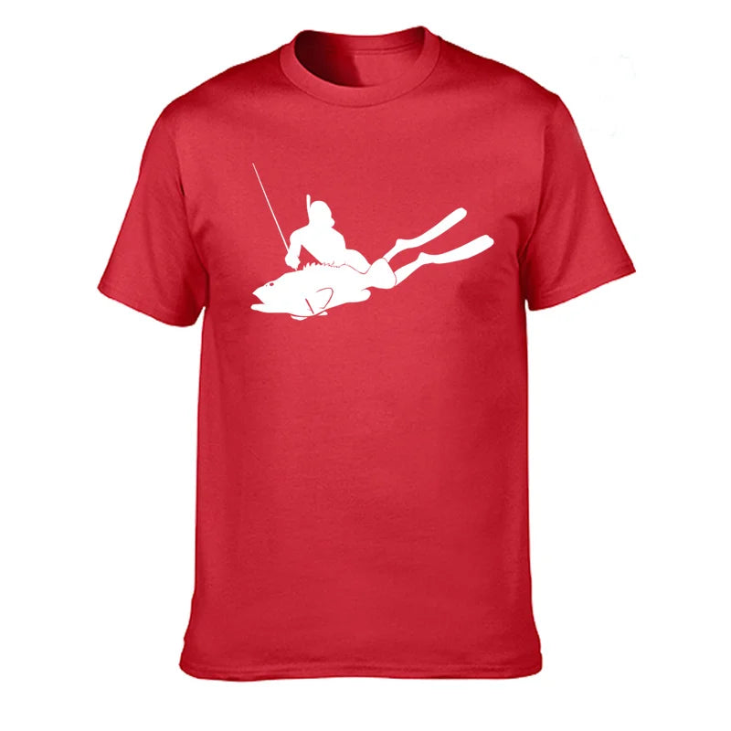 JUNSENMAOYI Spear Fishing Men’s Premium Cotton Casual T-Shirt