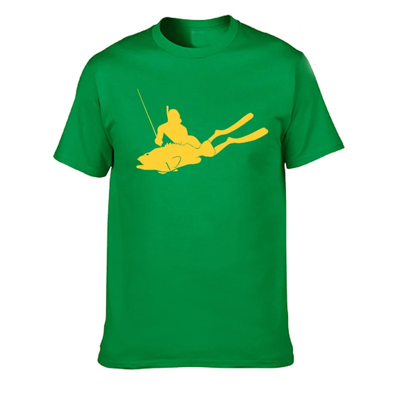 JUNSENMAOYI Spear Fishing Men’s Premium Cotton Casual T-Shirt