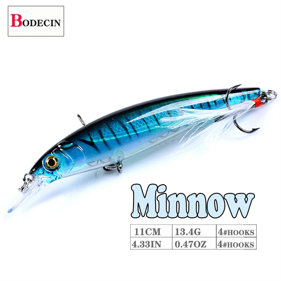BODECIN Jerk bait 3D eye Minnow Fishing Lure