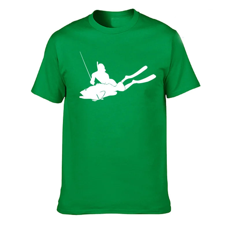 JUNSENMAOYI Spear Fishing Men’s Premium Cotton Casual T-Shirt
