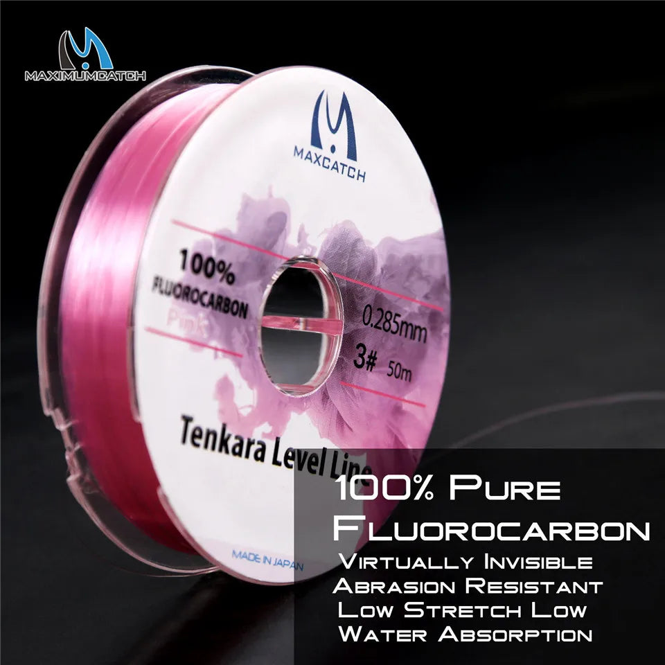 Maximumcatch Tenkara Level Line 30M 2.5#/3.0# Fluorocarbon Pink Tenkara Fly Fishing Line