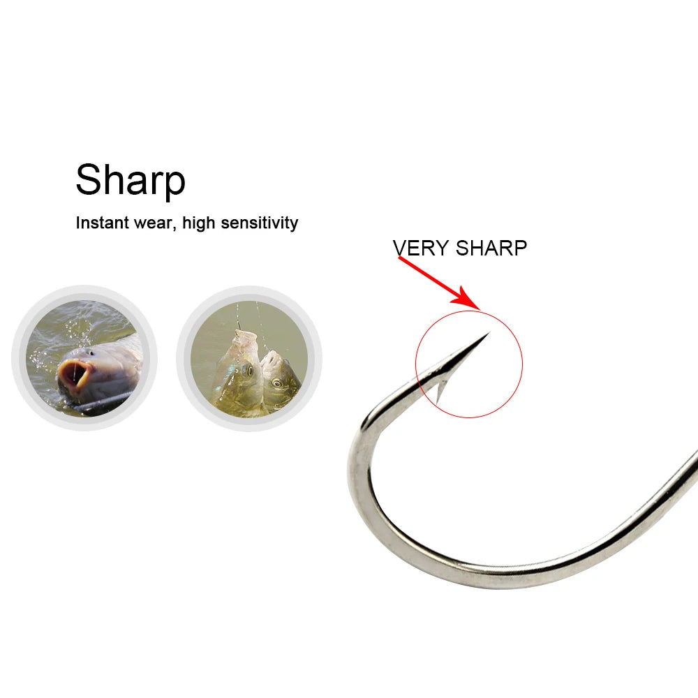 FISH KING High Carbon Steel Barbed Fishing Hooks
