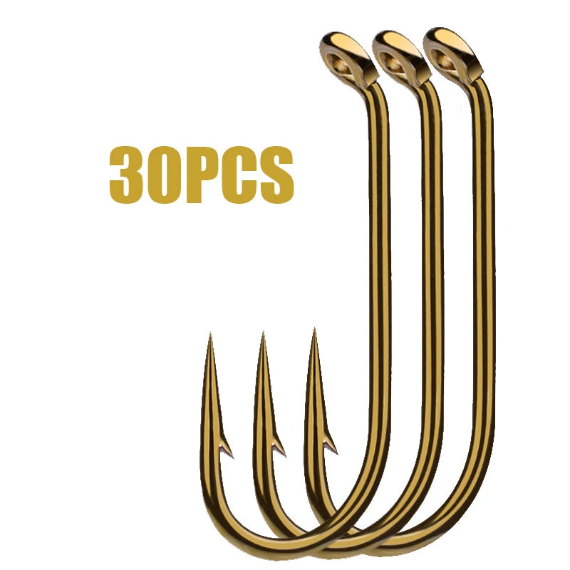 West Bass Fly Tying Barbed Single Hooks – 30PCS Set