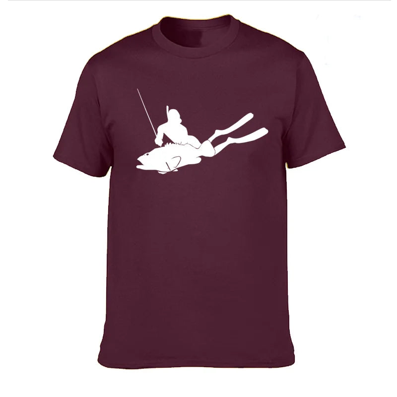 JUNSENMAOYI Spear Fishing Men’s Premium Cotton Casual T-Shirt