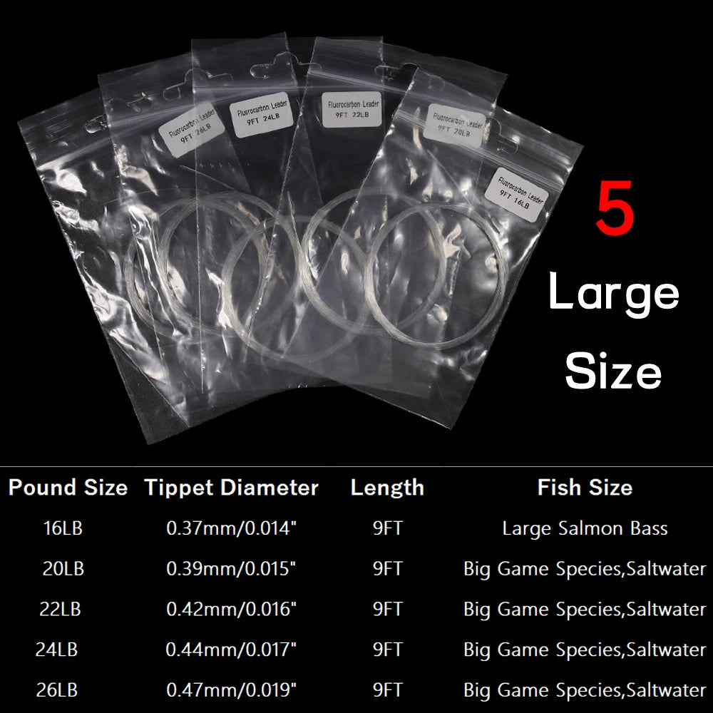 Ellllv Fluorocarbon Leader &amp; Tippet – 9FT Slow Sinking Fly Fishing Leader (16lb-22lb)