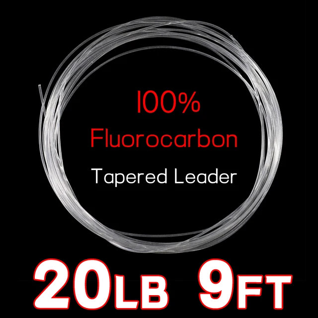 Ellllv Fluorocarbon Leader &amp; Tippet – 9FT Slow Sinking Fly Fishing Leader (16lb-22lb)