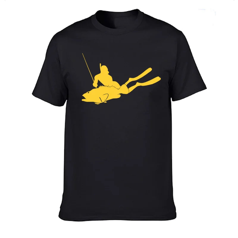 JUNSENMAOYI Spear Fishing Men’s Premium Cotton Casual T-Shirt
