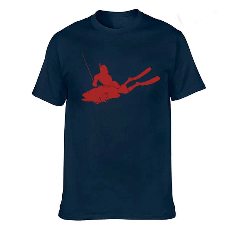JUNSENMAOYI Spear Fishing Men’s Premium Cotton Casual T-Shirt