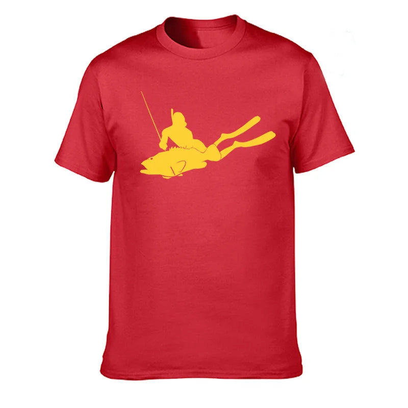 JUNSENMAOYI Spear Fishing Men’s Premium Cotton Casual T-Shirt