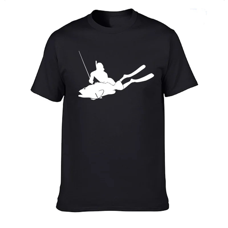 JUNSENMAOYI Spear Fishing Men’s Premium Cotton Casual T-Shirt