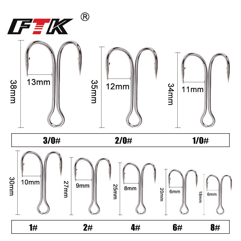 FTK Double Fishing Lure Hooks – High Carbon Steel Duple Hooks