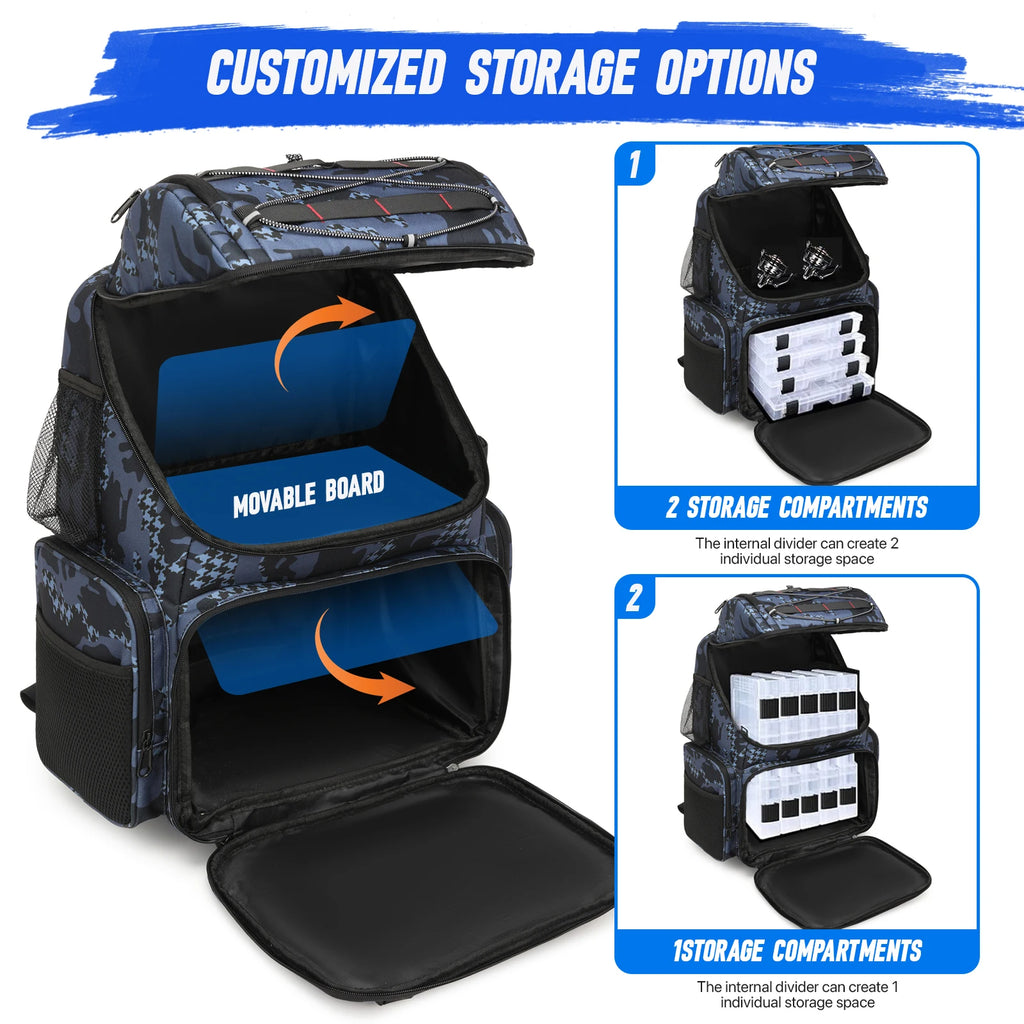 45L Fishing Backpack Cooler – Tackle Storage Bag with Rod Holders & Rain Cover