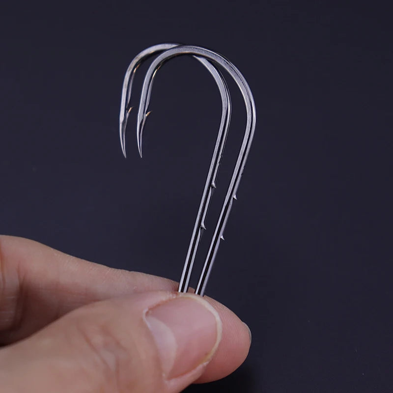 OKUQUBE Long Shank Barbed Fishing Hooks – Double Bait Keeper
