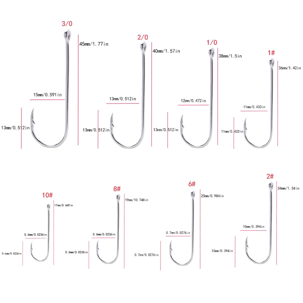 Aberdeen Fishing Hooks – Long Shank High Carbon Steel Hooks (50-Pack)