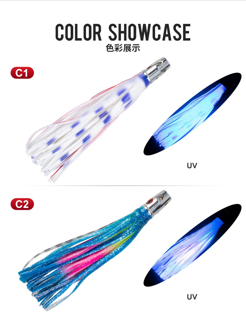 55g Copper Head Octopus Teaser – Squid Skirt Bait for Marlin & Tuna Trolling Jet