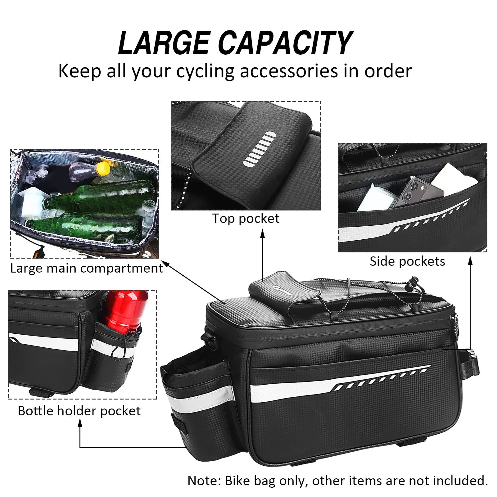 Waterproof Bike Trunk Cooler Bag – Rear Rack Storage Pannier for MTB