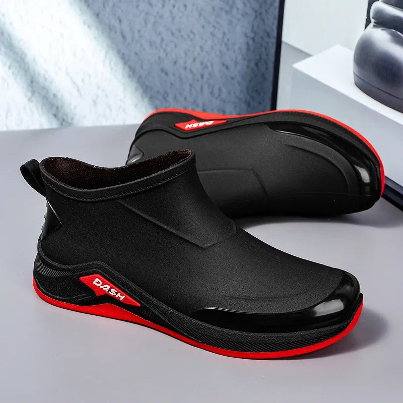 Hiyixgh Men’s Ankle PVC Boots – Lightweight Slip-On Casual Utility Boots