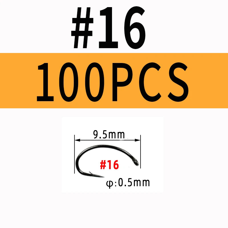 Reel Nauti Fly Tying Hooks – Curved Shank Barbed Nymph Hooks (100PCS)