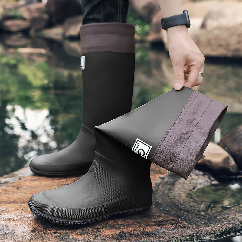 Long-Tube Waterproof Rain Boots – Non-Slip Fishing & Outdoor Work Boots