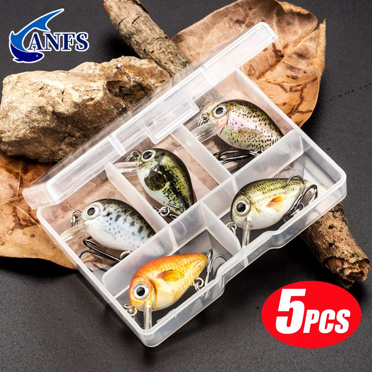 ANFS Mini Crankbait Fishing Lure 5 Piece With Case