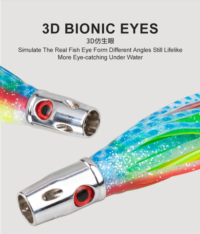 55g Copper Head Octopus Teaser – Squid Skirt Bait for Marlin & Tuna Trolling Jet