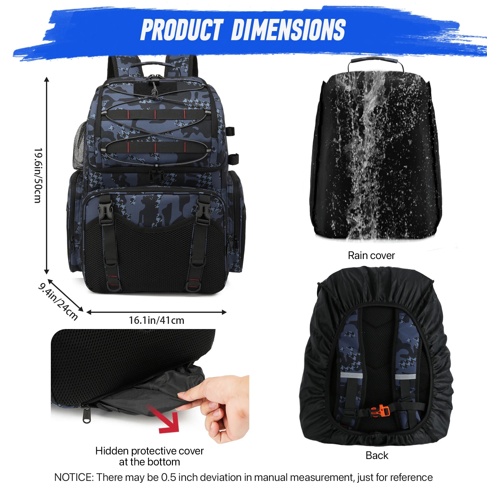 45L Fishing Backpack Cooler – Tackle Storage Bag with Rod Holders & Rain Cover