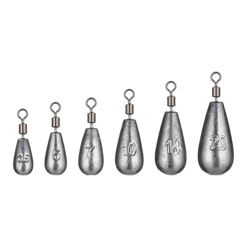 5-Pack Water Drop Fishing Sinkers (3.5g–20g) Lead Weights for Carp & Soft Lures