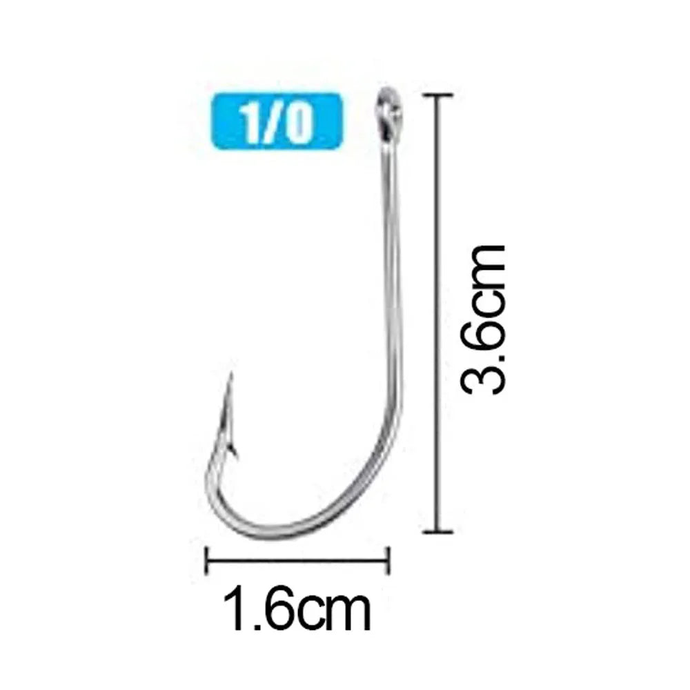 Easy Catch 34007 Stainless Steel Saltwater Fishing Hooks – 100PCS Long Shank Barbed Hooks
