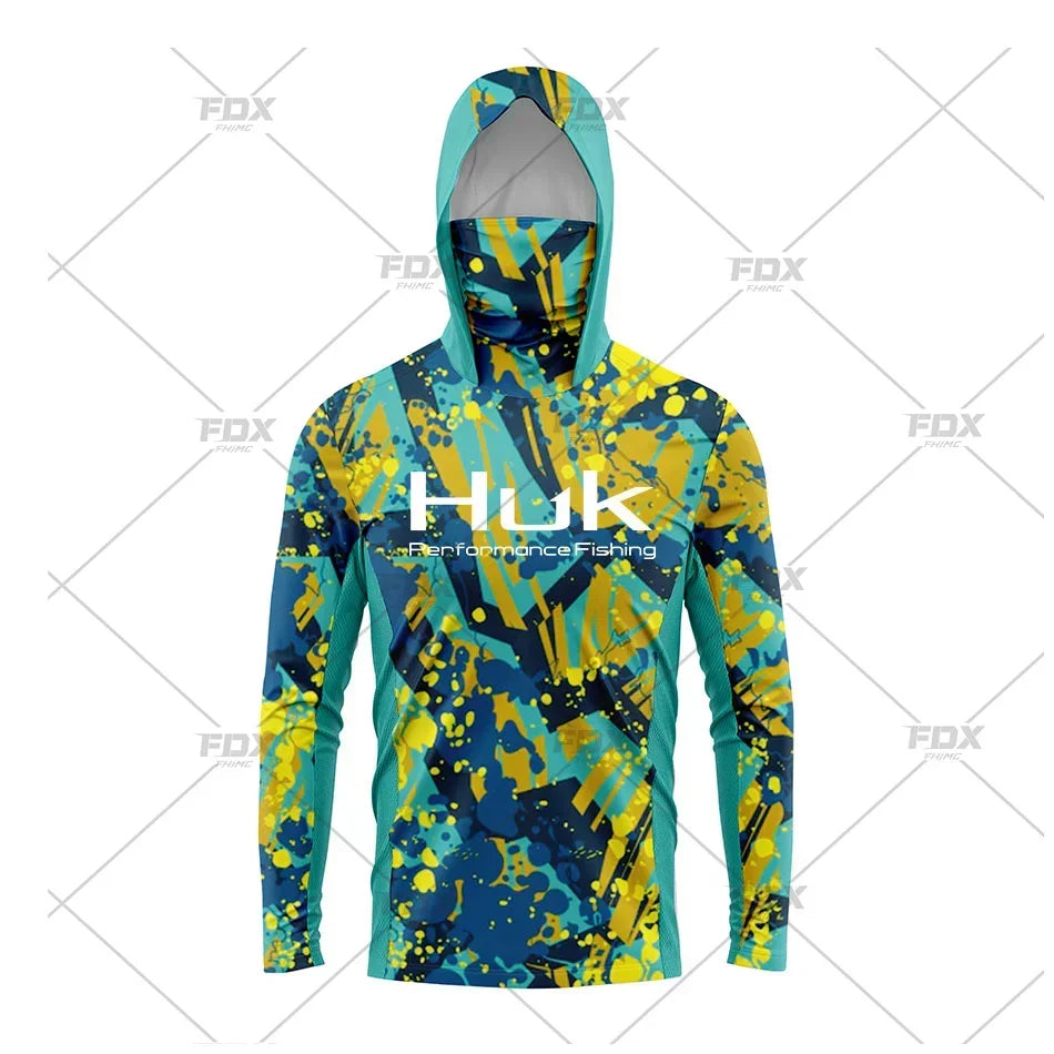 H3: HUK Men’s Long Sleeve Fishing Shirt with Hood – UV Protection Performance Shirt