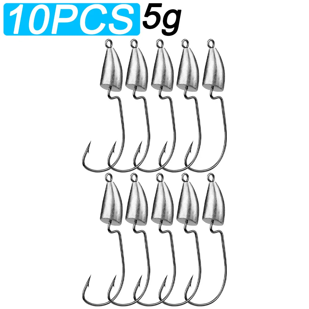 GOBAIT Weighted Jig Crank Head Barbed Hooks – 10PCS Set