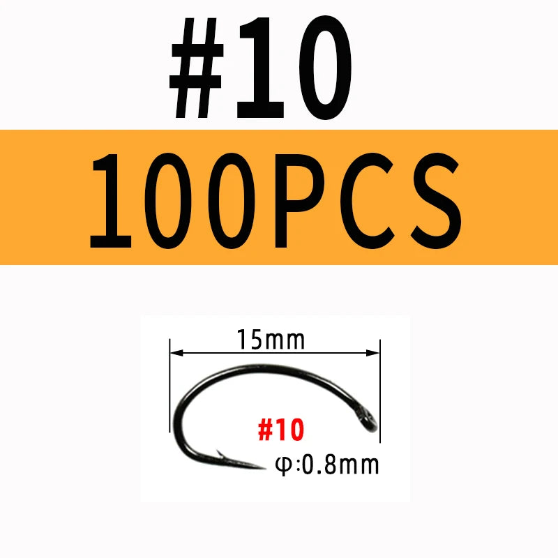 Reel Nauti Fly Tying Hooks – Curved Shank Barbed Nymph Hooks (100PCS)