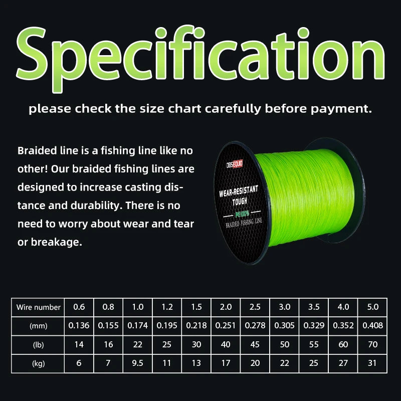 Reel Nauti 8-Strand Braided PE Fishing Line – Strong Multifilament Line (1000M)