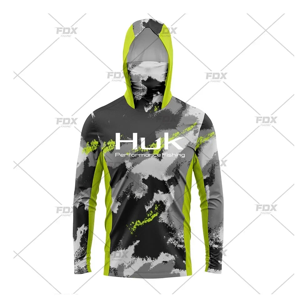 H3: HUK Men’s Long Sleeve Fishing Shirt with Hood – UV Protection Performance Shirt