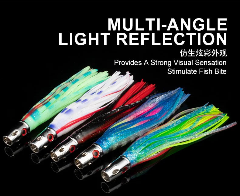 55g Copper Head Octopus Teaser – Squid Skirt Bait for Marlin & Tuna Trolling Jet