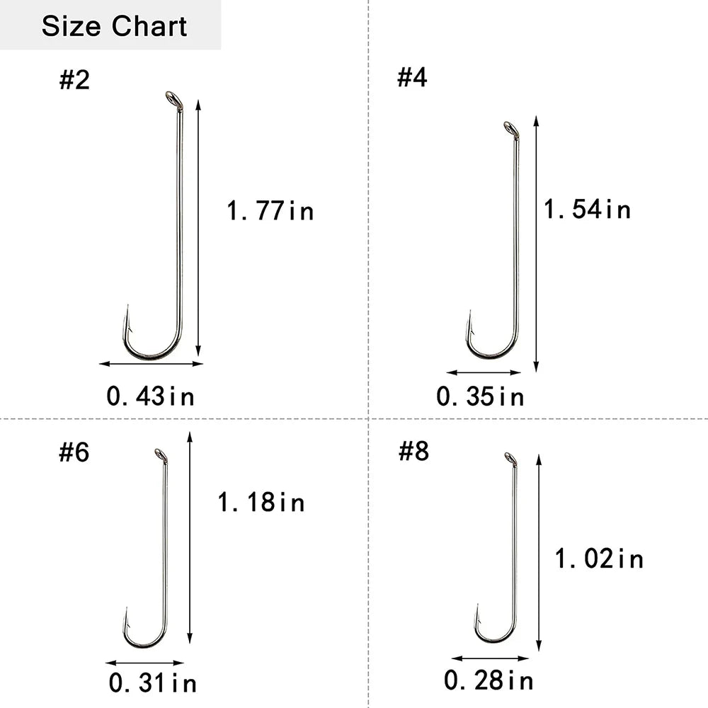 JSHANMEI Fly Tying Long Shank Hooks – High Carbon Steel Barbed Hooks (100PCS)