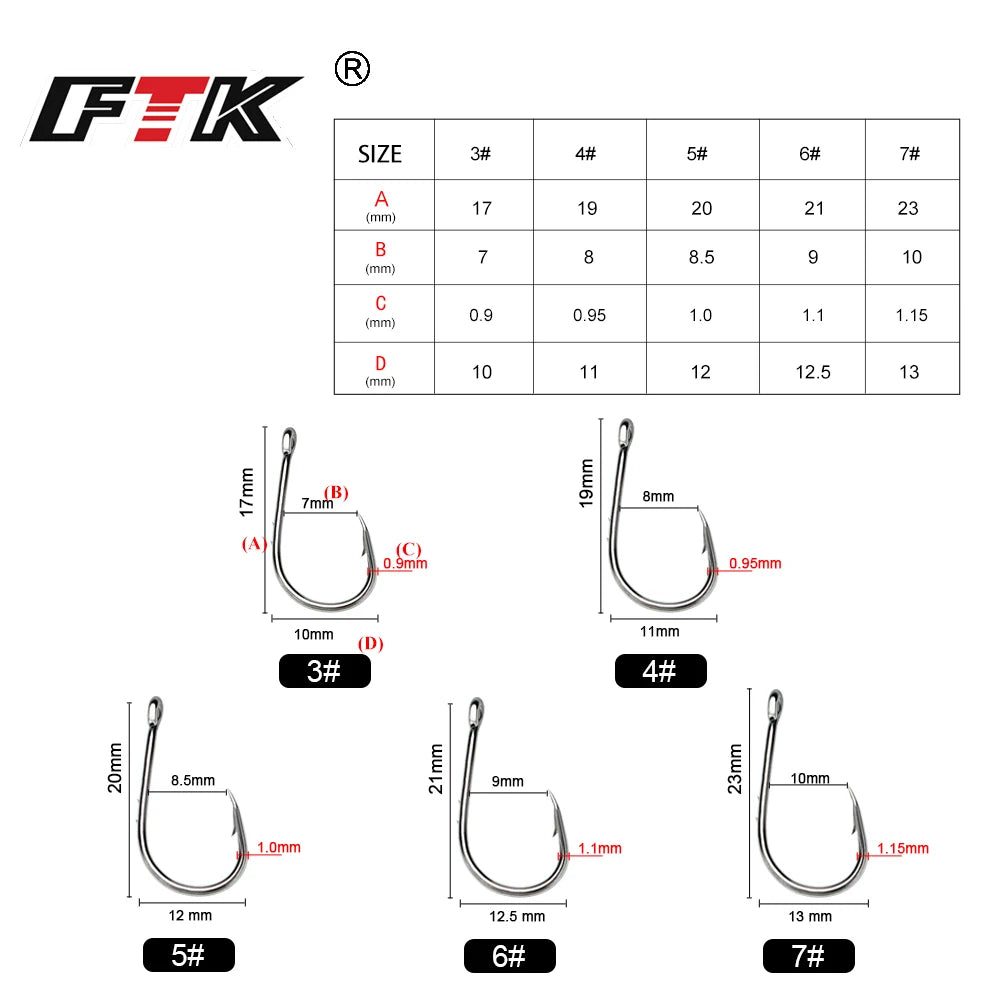 FTK High Carbon Steel Barbed Fishing Hooks