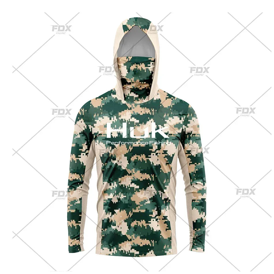 H3: HUK Men’s Long Sleeve Fishing Shirt with Hood – UV Protection Performance Shirt