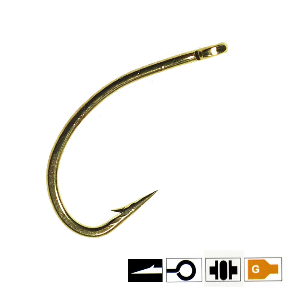 Gold Scud & Nymph Fly Tying Hooks – Barbed Fly Fishing Hooks (50PCS)