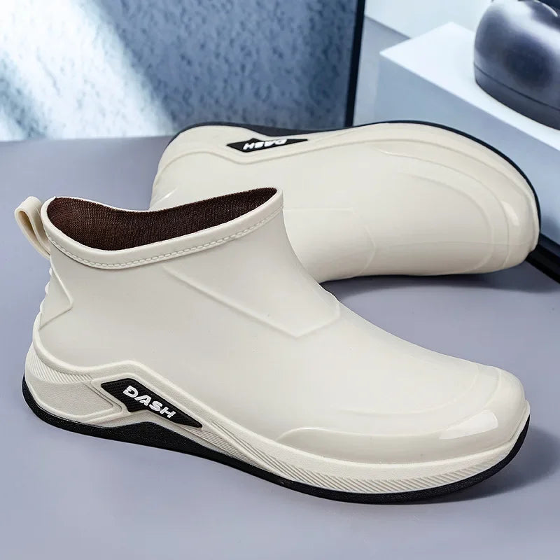 Hiyixgh Men’s Ankle PVC Boots – Lightweight Slip-On Casual Utility Boots