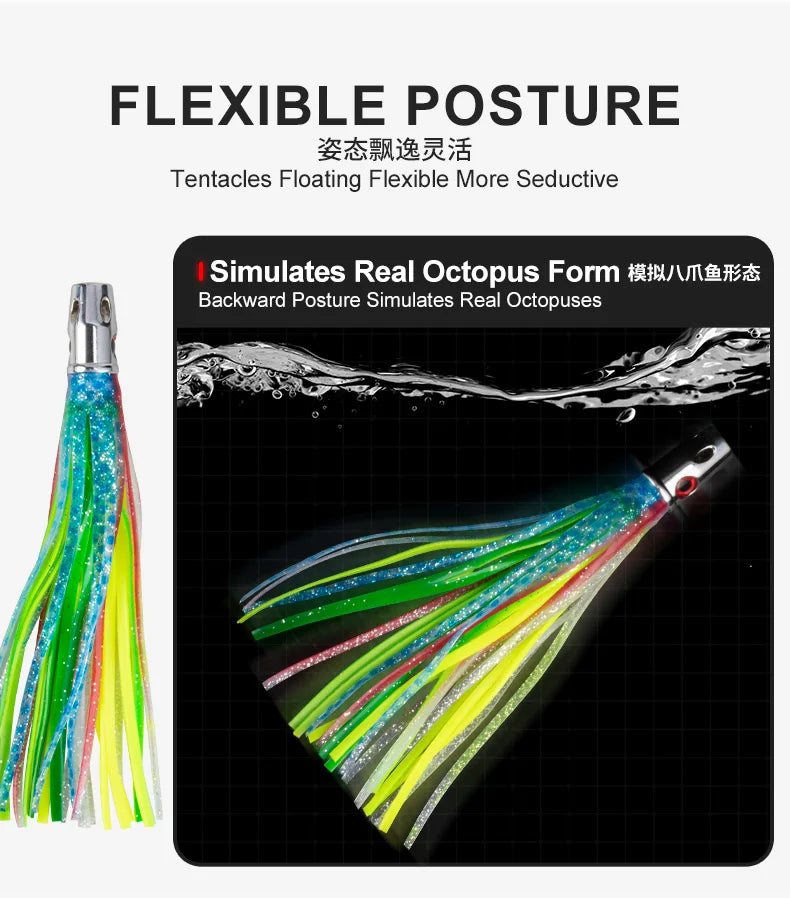 55g Copper Head Octopus Teaser – Squid Skirt Bait for Marlin & Tuna Trolling Jet