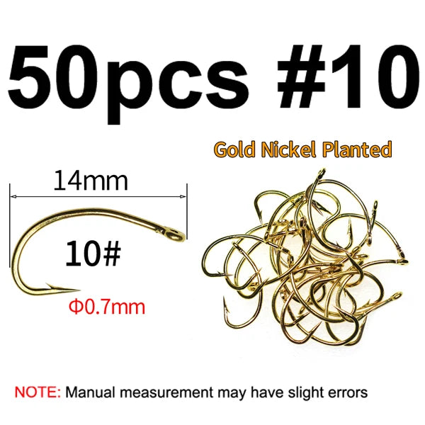 Gold Scud & Nymph Fly Tying Hooks – Barbed Fly Fishing Hooks (50PCS)