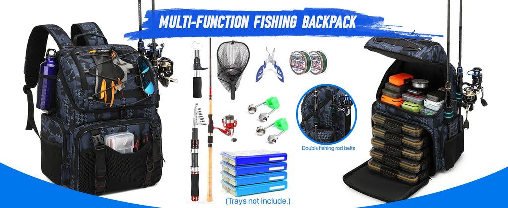 45L Fishing Backpack Cooler – Tackle Storage Bag with Rod Holders & Rain Cover