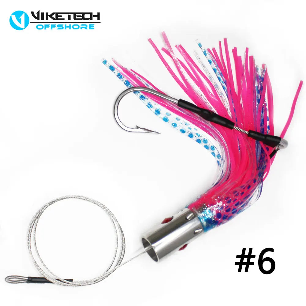 Viketech Offshore Saltwater Big Game Trolling Fishing Stainless Steel Octopus Lures Rigged 9.4" 5.6oz.