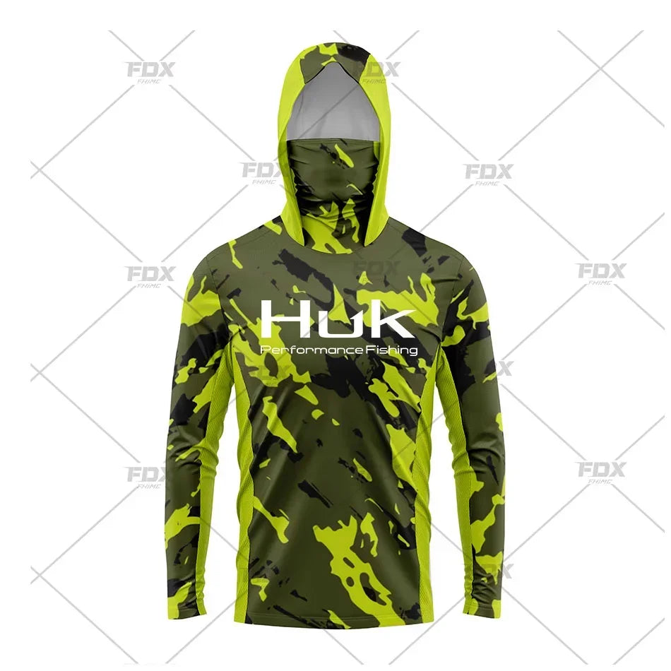 H3: HUK Men’s Long Sleeve Fishing Shirt with Hood – UV Protection Performance Shirt